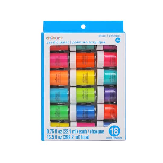 6 Packs: 18 ct. (108 total) Bright Glitter Acrylic Paint Set by Creatology™
